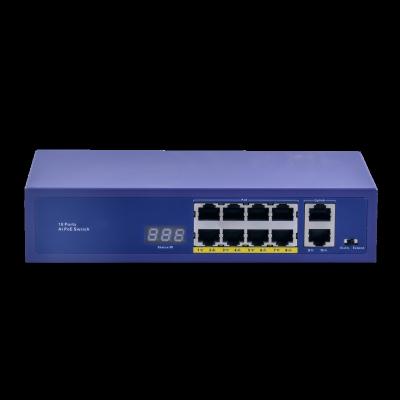 China Port POE ACORID Gigabit 96W 10 Port Full Metal Case PoE+switch For CCTV for sale