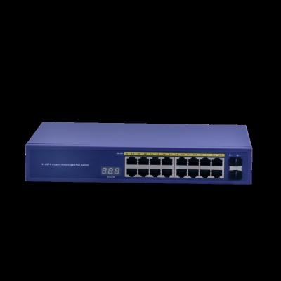 China Max 30w per PoE port with 65w power budget. ACORID Full Gigabit With Fiber Optic Uplink 150W 18 PoE+Port Switch For CCTV for sale