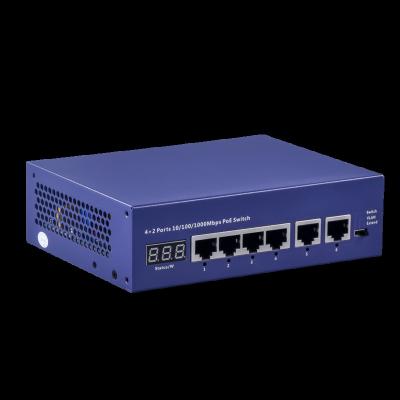 China POE Promoted Full Gigabit 65W 6 Port Metal Case PoE Network Switch Unmanaged CCTV for sale