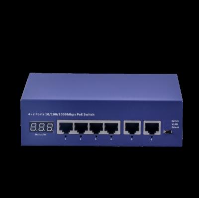 China Hot Sales POE 65W Full Gigabit 6 Port Unmanaged PoE Switch CCTV Metal Case for sale