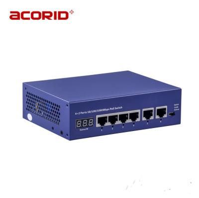 China Cost Effective Gigabit 65W Metal Case PoE Port 6 Full POE 800M IP Camera Network Switch for sale