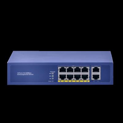 China POE 250m Extend Port Gigabit Uplink 96W 10 10/100Mbps PoE Network Switch for sale