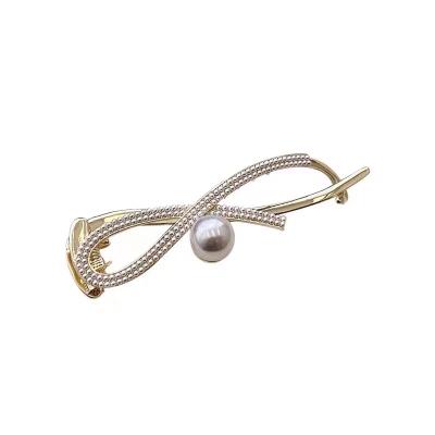 China Fashion Accessories Clip Fashion Accessories Popular Pearl Eight Character Hair Accessory Women's Hair Clip Korean Elegant Classic Fairy Clip for sale