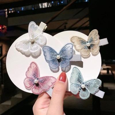 China Korean Princess Little Girl Hair Candy Hairpin Hair Decoration Butterfly Embroidery Hairpin and Hairpin Lovely Sausage Hairpin Children's Hairpin Princess Dress for sale