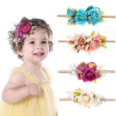 China European and American fashion multi-color simulation of hair attachment rose baby hair ornament photo studio props baby hair elastic band for sale