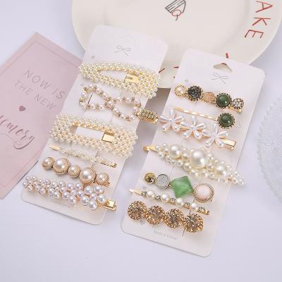 China Hot-selling pearl head hair bangs new Korean version of the girl back popular temperament rhinestone hairpin hair accessory 2022 broken clip for sale