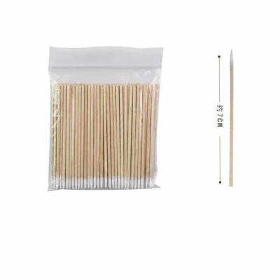 China 100pcs Adult Cotton Slant Tattoo Tattoo Headed Cotton Buds Dabs Makeup Cosmetic Applicator Wooden Sticks for sale