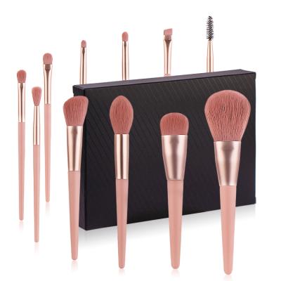 China Angular Blush 11PCS Private Label Wood Handle Skin Color Cruety Vegan Free Makeup Brush Set for sale