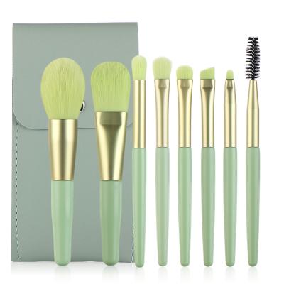 China Angular Blush Logo High End Custom Eco Friendly Mini Green Detailing Macaroon Brush Compensate Beginner for sale