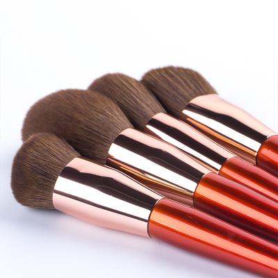 China Angular Blush Professional Cherries Rouge 12 Pcs Synthetic Hair Cosmetic Makeup Brush Set With Wooden Handle for sale