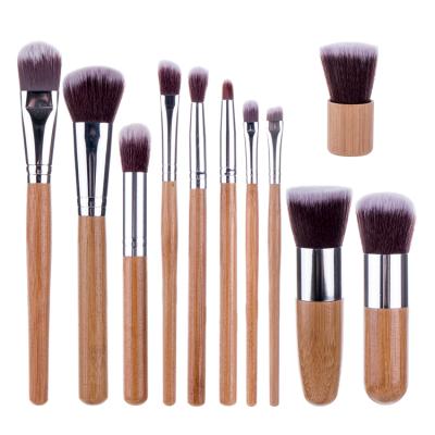 China Angular Blush Multifunctional 11 Handle Makeup Brush Set Makeup Brush Eco-Friendly Bamboo Beauty Tools for sale