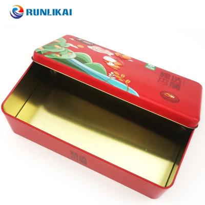 China Food Custom Printed Retacgular Tea Tin Case Coffee Tin Box Packaging Metal Empty Luxury Tea Can Emboss High Quality Tea Tin Packagin for sale