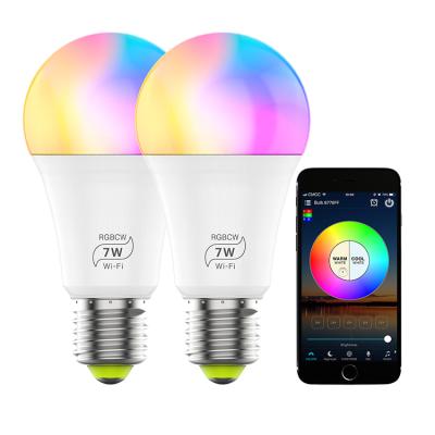 China Dimmable E26 E27 B22 7W LED RGB Light Bulb Background Lamp Indoor Mobile Cell Phone Tablet Control for sale