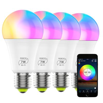 China DIY Million Color Option Indoor Voice Control Group B22 E26 E27 7 Watt RGB LED Remote Light Bulb for sale