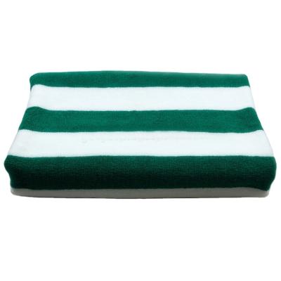 China Child Safe 75X150cm Swimming Towel 100% CottonWholesale Green And White Stripe High Quality Beach Towels for sale