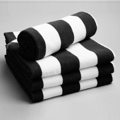 China Wholesale Cheap Wholesale QUICK DRY Custom Stripe Hotel Beach Black White White Bath Towel for sale