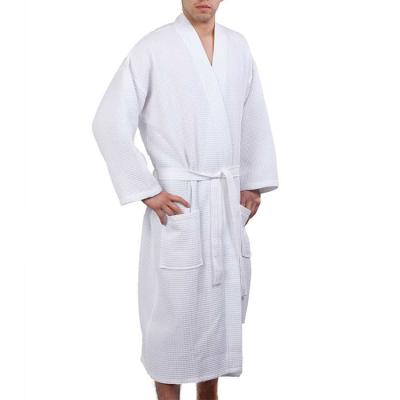 China Hotel CFL Waffle Bathrobe Mens Ladies Hotel Quality Luxury White 100% Cotton Dressing Gown for sale