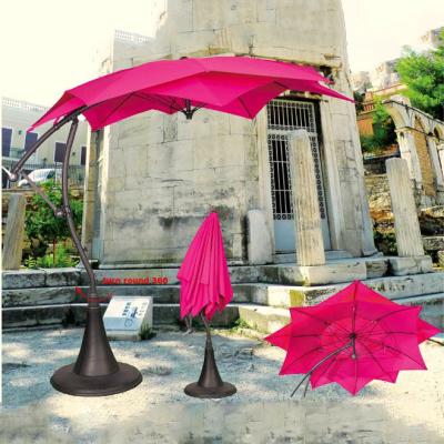 China Lotus Banana Umbrella Outdoor Patio Parasol Modern Flower Double Cover With Crank for sale