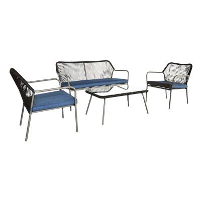 China Modern Outdoor Garden Set Qinda Rope Garden Furniture Metal Leisure Steel Set for sale