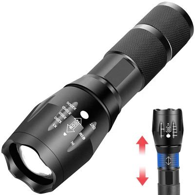 China High Power Stretch Zoom LED Zoom Flashlight , Rechargeable Waterproof Tactical LED Flashlight for sale