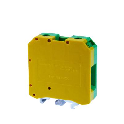 China DIN Rail Ground TB USLKG-50 Class Universal Connector Screw PE Ground Terminal Blocks USLKG50 60AWG for sale