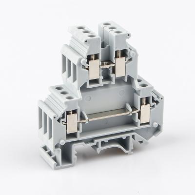 China Din Rail Terminal Blocks Connector UKK5 Double Layer Terminal Blocks Screw A.W.G. Electrical Wiring Wire Conductor UKK-5 24-12 for sale