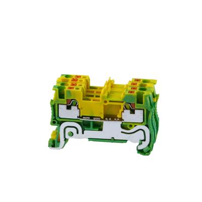 China PE Din Rail Terminal Block PT 1.5-PE Spring Embed Ground Terminal Blocks A.W.G. 10pcs wire connector strips conductor 26-16 for sale