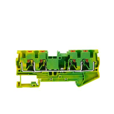 China Din Rail Shore Terminal Blocks PT2.5-QUATTRO-PE Spring Feed by A.W.G. 20-10 Wire Conductor Ground Terminal Block Connection for sale