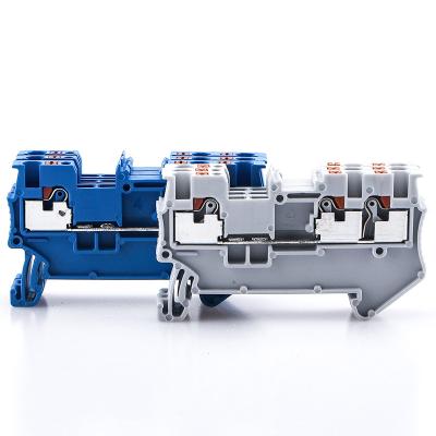 China Din Rail TB PT 1.5-Twin 3 PT Drivers Spring Drive Screwless Feed Through A.W.G. wire conductor 26-16 for sale