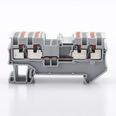 China Din Rail Terminal Block PT 1.5-QUATTRO 4 PT Wire Feeder Push In Spring Screwless Contact Power Through A.W.G. 26-16 wire connectors for sale