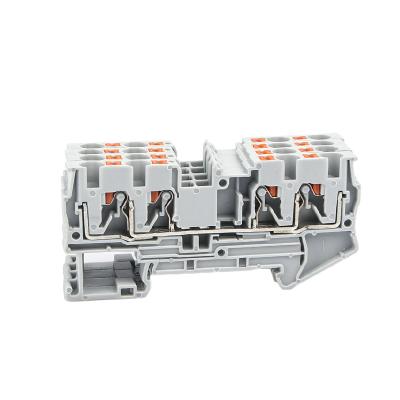 China PT4-QUATTRO 4 Din Rail Terminal Block Driver Push In Spring Screwless Feed Through Terminal Strips Block A.W.G. of wire conductor 20-10 for sale