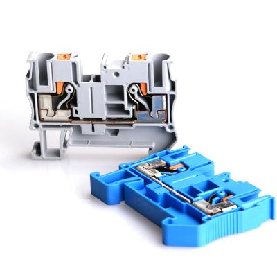 China Din Rail Terminal Block PT-6 Connectors Spring Push Screwless Feed Through A.W.G. PT6 wire connector conductor 20-8 for sale