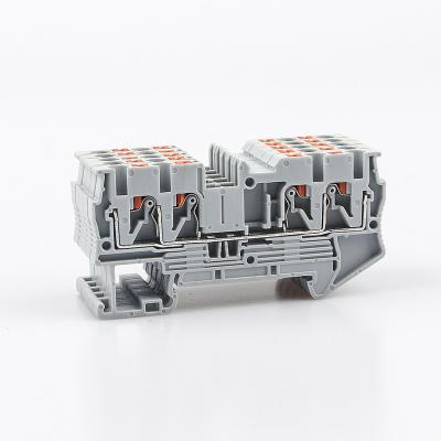 China Terminal Block PT2.5-QUATTRO 4 Conductors Din Rail Electrical Wire Spring Connection Push In Wire A.W.G. of the 24-12 connector for sale