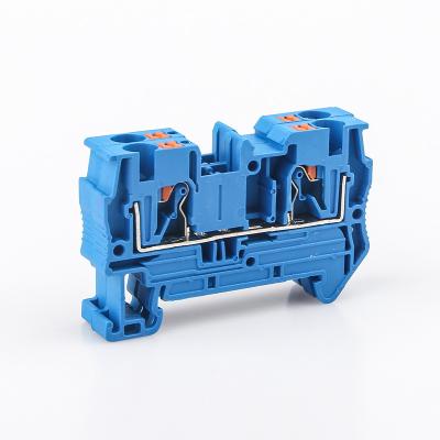 China Terminal Block PT-4 Wiring Connectors Recess Din Spring Screwless Rail Power Through A.W.G. wire PT4 20-10 conductors for sale