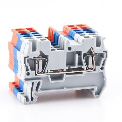 China A.W.G. Din Rail Spring Terminal Block ST-2.5 Connector Spring Connection Screwless Copper Wire Conductor 24-12 Pull Pull for sale