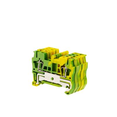 China ST-1.5PE Din Rail Terminal Blocks Connectors Return Spring Cage Connection Pull-Down Ground Terminal Blocks A.W.G. by Screwless 26-16 for sale