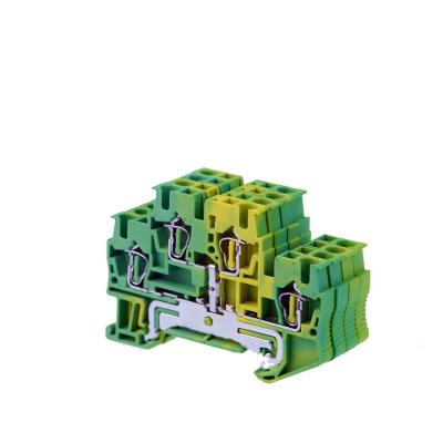 China PE Din Rail Terminal Block STTB-2.5PE Connectors Double Layer Pull Spring Return Terminal Terminal Blocks A.W.G. by Screwless 24-12 for sale