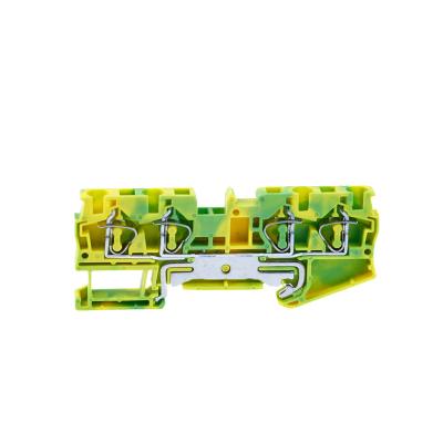 China Din rail TB of ST-2.5QUATTRO-PE connectors to return the A.W.G. Four Spring Conductor PE Ground Terminal Blocks 10 PCs 24-12 Pull-Type for sale