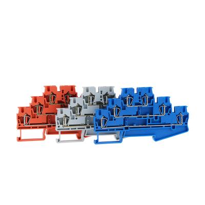 China Spring Terminal Block ST-2.5-3L Din Rail 3 A.W.G. Layer Screwless Connection Connector Return Wire Conductor ST2.5-3L 28-12 Pull Pull for sale