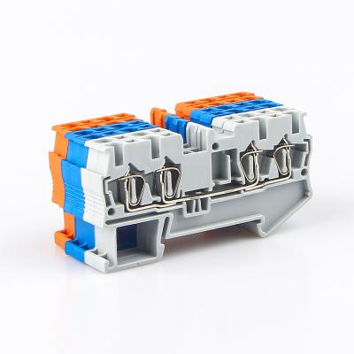 China ST-2.5-QUATTRO Din Rail Terminal Block Wire Connectors Return 4 Pull Lead Conductors Spring Lug Blocks A.W.G. 24-12 for sale