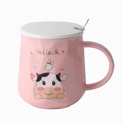 China Viable Korean Digital Printed Ceramic Mugs Wholesale Custom Logo Aesthetic Best Quality Ceramic Mugs With Lid for sale