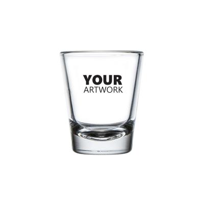 China Customized Viable 2oz/50ml Small Logo Wine Whiskey Cup Blank Sublimation Espresso Glass Bullet Shot Glass for sale