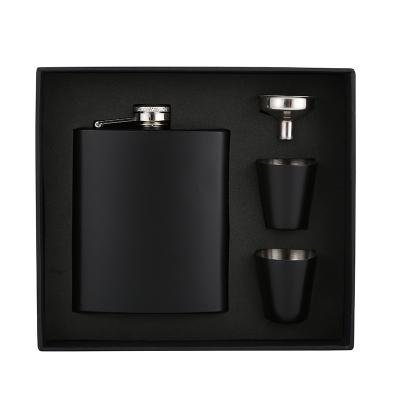 China Matte Black Hip Flask Modern Promotional Set with Strong Gift Box, Portable Hip Flask for sale