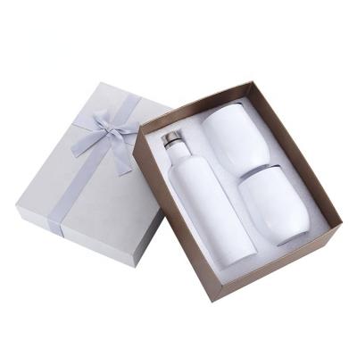 China Modern Christmas Gift Set Wine Bottle Cup Insulated Flask Set For Christmas Day Stemless Wine Tumbler With Bpa Free Eco-Friendly Lid for sale