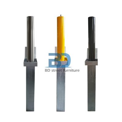 China Yellow Carbon Steel 89mm Round Rising Steel Powder Coated Manual Telescopic Lift High Security Street Driveway Parking Post for sale