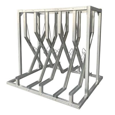 China Commercial Bike Park Carbon Steel Galvanized X-Type Semi Vertical Double Sided Cycle Stands Shelter Racks For Storage for sale