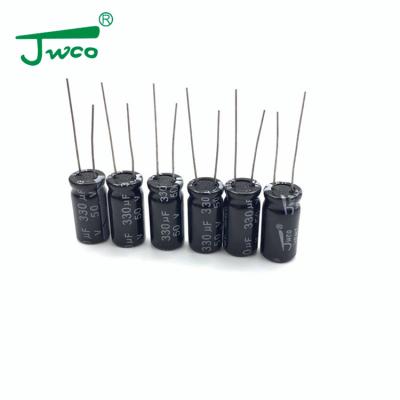 China High Quality Charger JWCO Series Black 330uf 50v 10*17 Aluminum Electrolytic Capacitors 2000Hours KM for sale