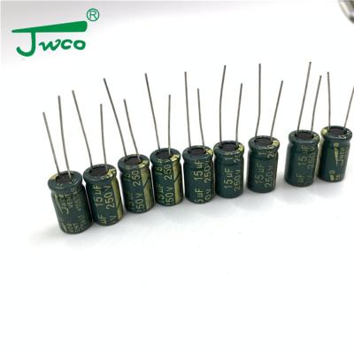 China Lighting / Charger Plug-in And Lead Type ESR Free Samples 400v High Voltage 15uf Low Aluminum Electrolytic Capacitors for sale