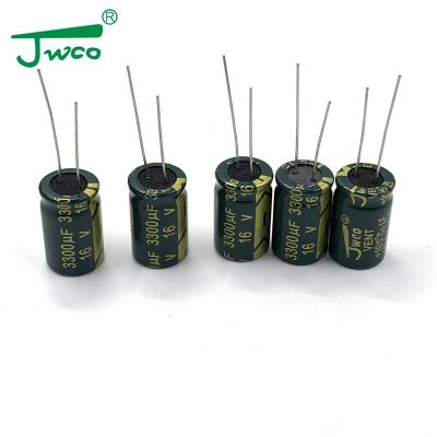 China Lighting / Low ESR High Frequency Aluminum Electrolytic Charger 16V 3300UF 13*21 20% Variable Types Capacitor for sale