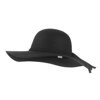 China Wholesale Women's Wide Brim Felted Hat Plush Felted Hat Plush Top Hat Ladies Wide Elegant Gentleman's Wide Brim Hat for sale